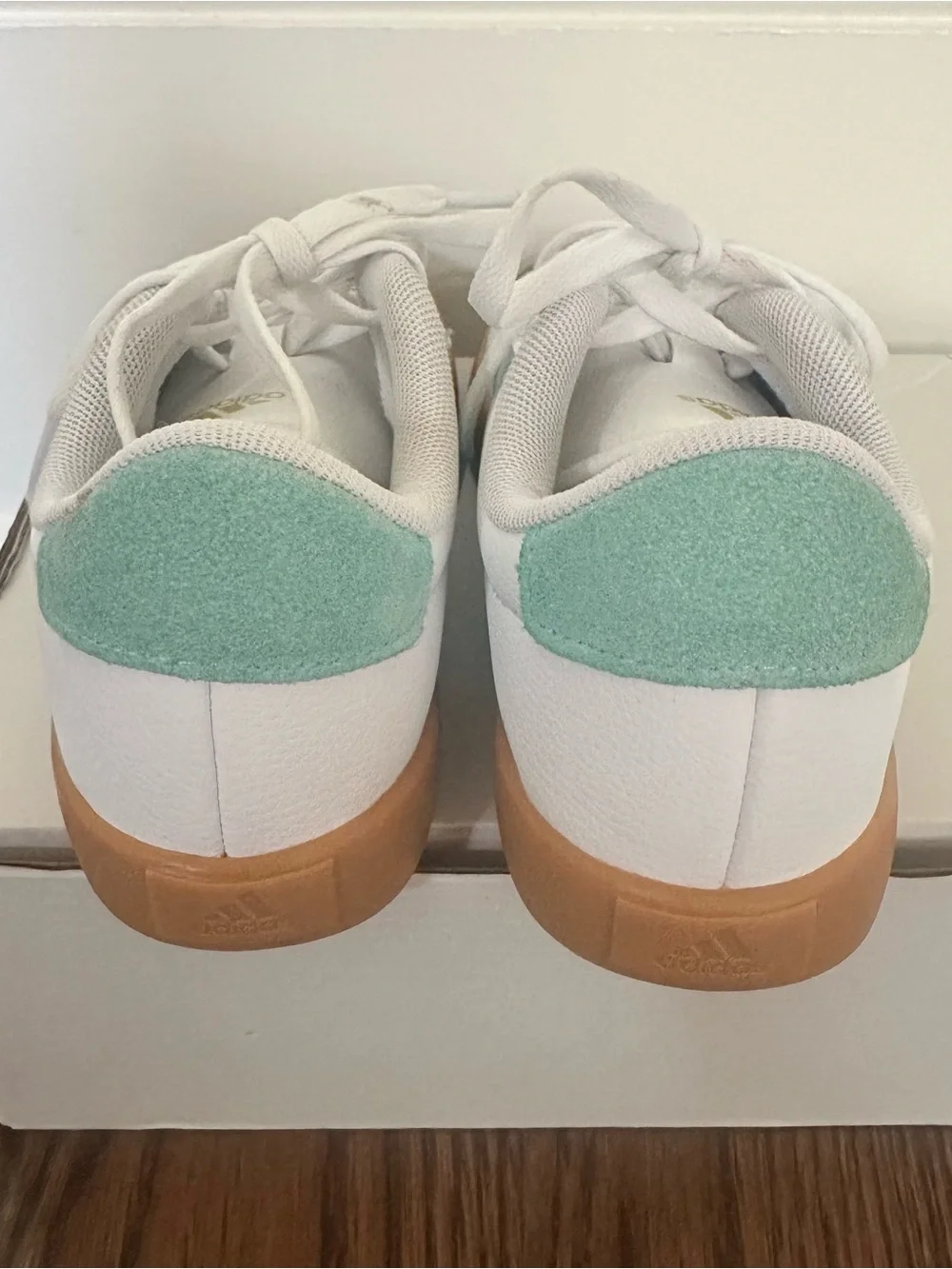 ADIDAS VL Court 3.0 Kids' Tennis Shoes White Flash and Aqua Sneaker 2